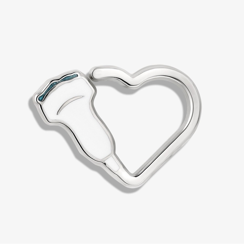 Sterling Silver White Enamel Heart Keyring